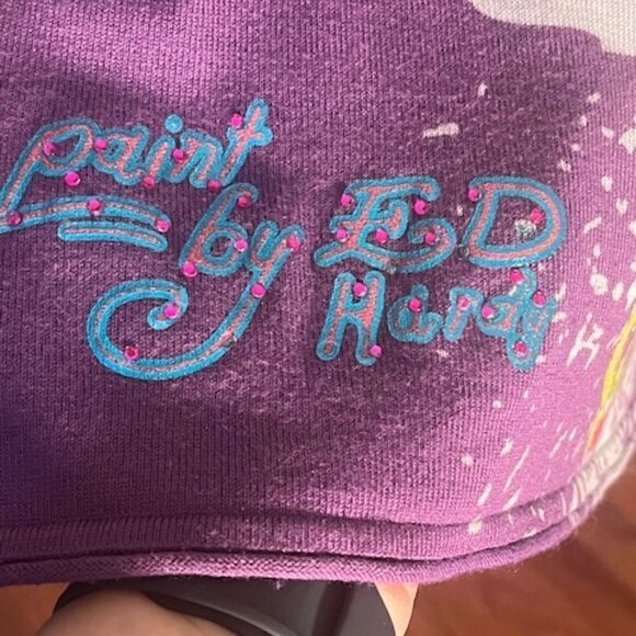 ED HARDY CHRISTIAN AUDUGIER SWEATER DRESS GRAPHIC PRINT RHINESTONES SIZE MEDIUM. - Picture 7 of 10